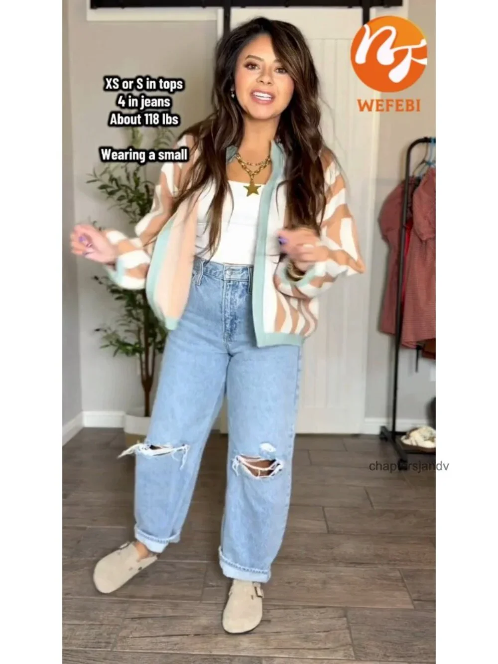 Womens Open Front Striped Cardigan Long Balloon Sleeve Knit Sweater